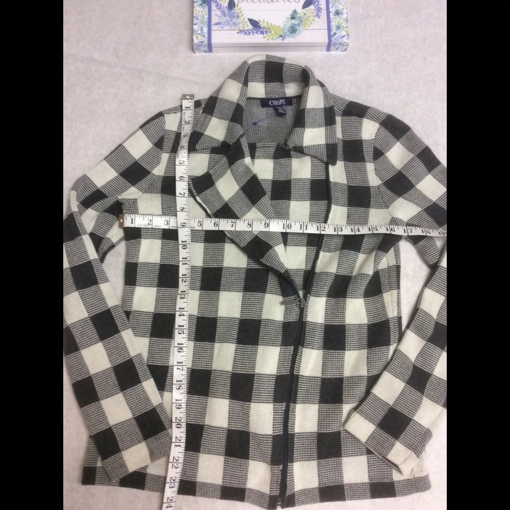 Chaps Checked Print Zip Jacket Size M - image 2